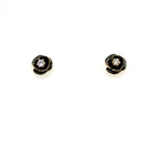 18ct Yellow Gold, Black Enameled & Diamond 'Tudor-Rose' Studs