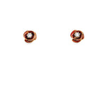 18ct Yellow Gold, Red Enameled & Diamond 'Tudor-Rose' Studs