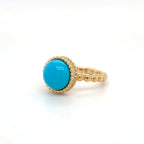 Iranian Turquoise and Diamond Ring in 18ct Yellow Gold