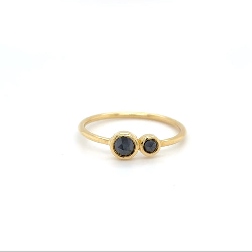 Rose Cut Black Diamond Ring in 18ct Gold