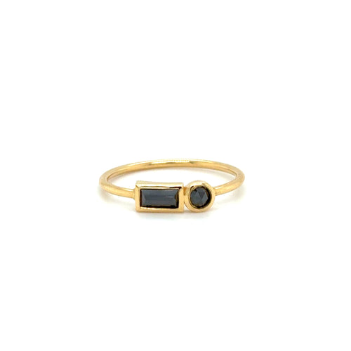 Black Diamond Ring in 18ct Yellow Gold