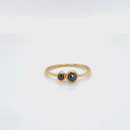 Rose Cut Black Diamond Ring in 18ct Gold