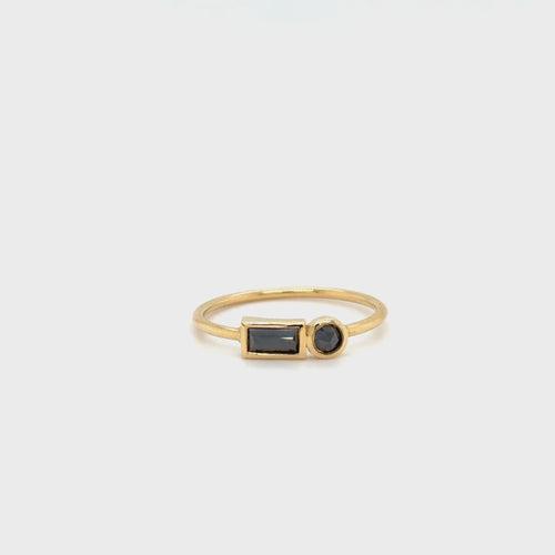 Black Diamond Ring in 18ct Yellow Gold